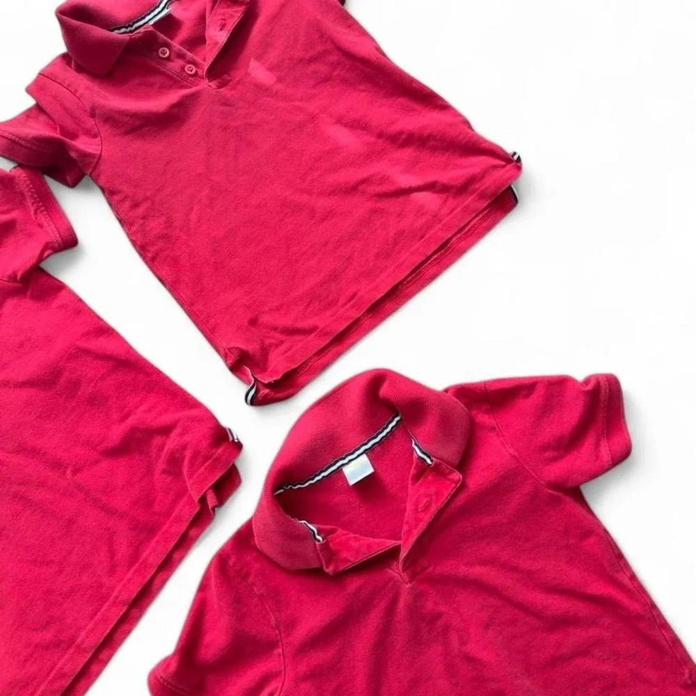 Gymboree Boys Red Short Sleeve Polo Shirt Lot 3 Pack Cotton Pique Size 5T Preppy
